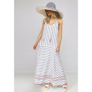 Charli Carenna White Blue Striped‎ Maxi Dress Women Size 4